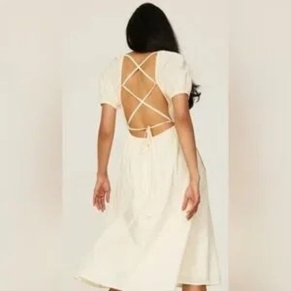 Pamela Love X RTR Cream embroidered midi dress. - Picture 3 of 8